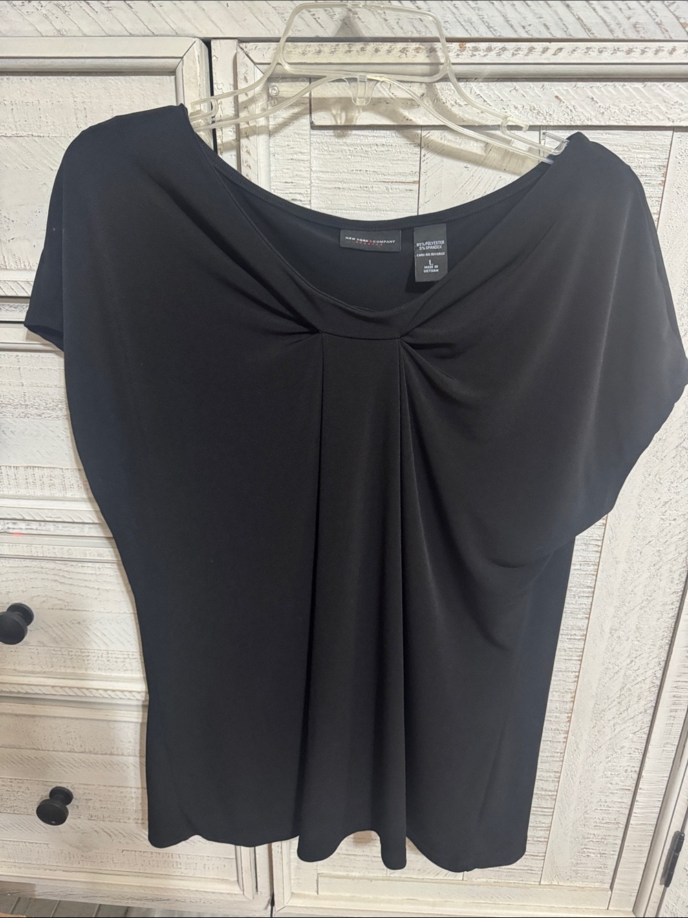 New York and company Black Draped Pleat-Front Top